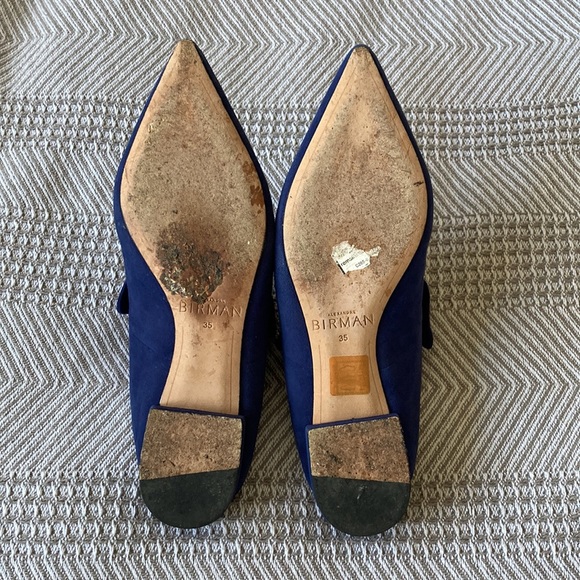 Alexandre Birman Evelyn Flat Blue Suede Bow Mules Sz 5 - Picture 8 of 10
